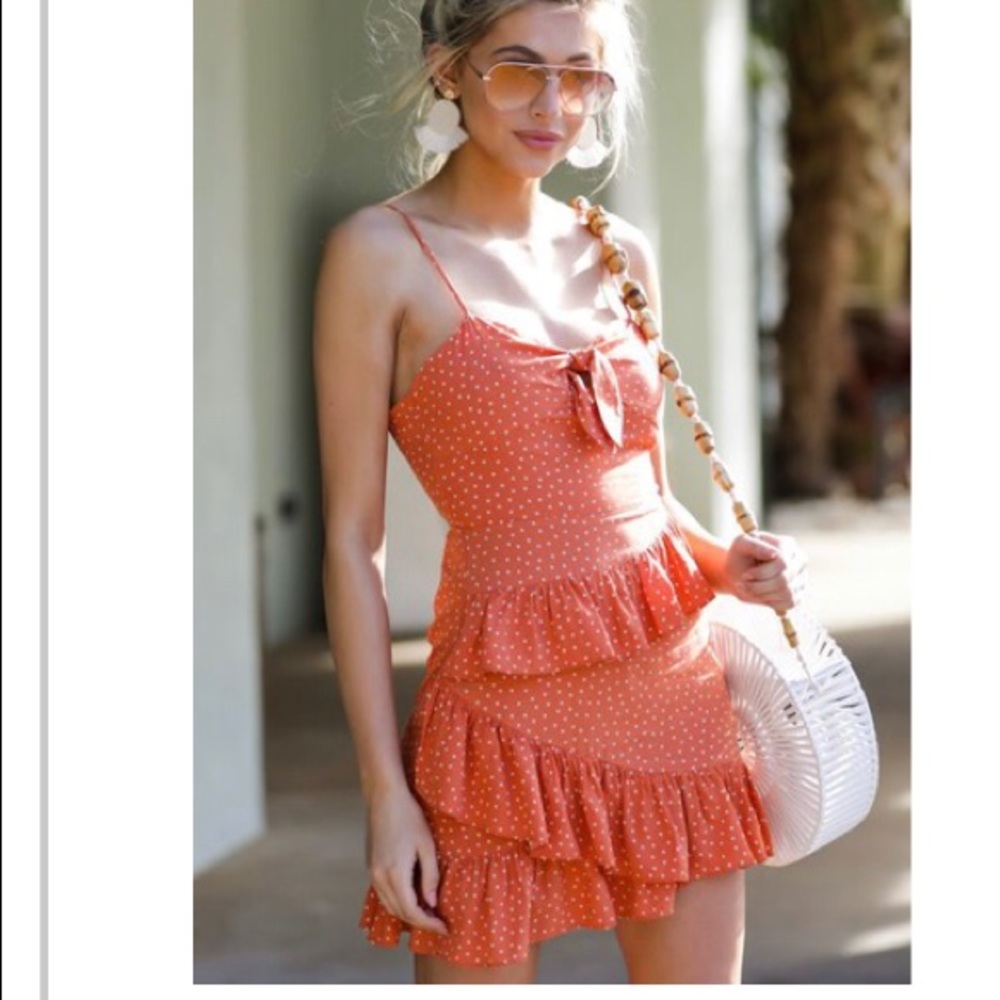 Don’t Say No Orange Polka Dot dress